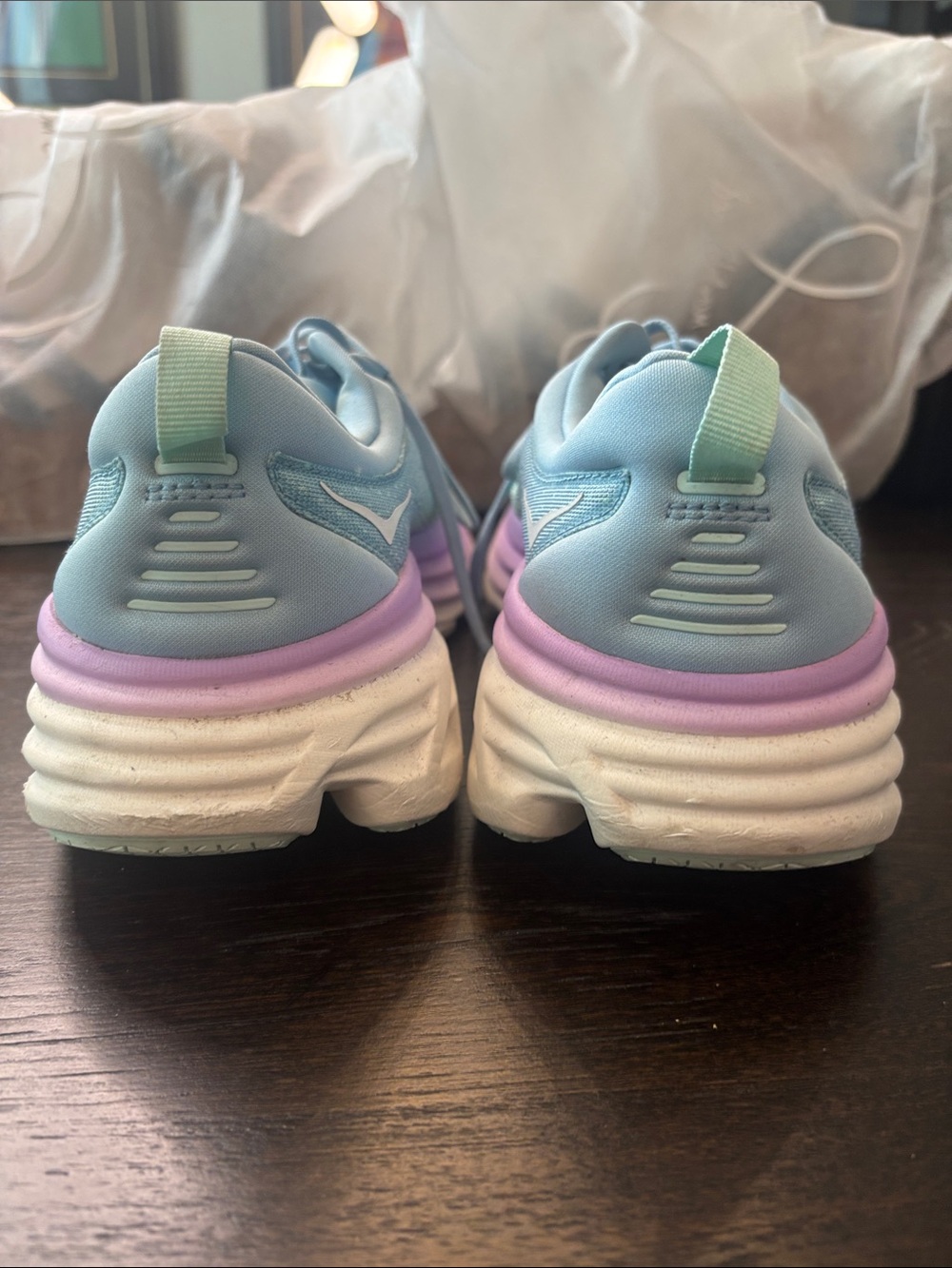 Hoka Women's Mint and Lavender Lightweight Running Shoes - Picture 4 of 9